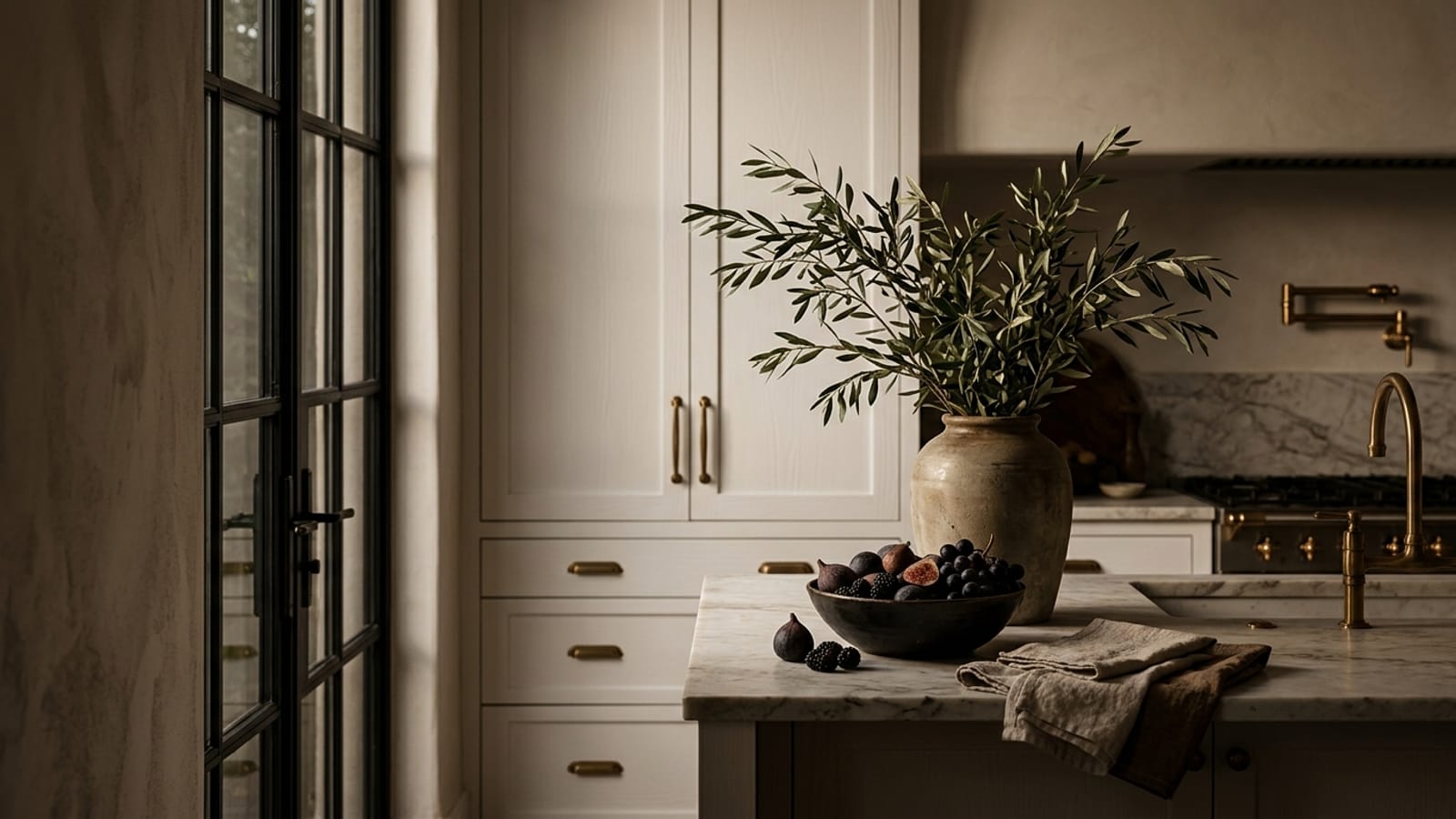 A serene, sunlit luxury desert residence with warm architectural details and a quiet, refined atmosphere.